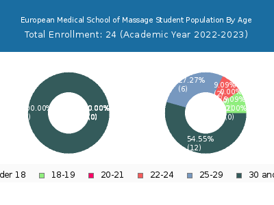 European Medical School of Massage 2023 Student Population Age Diversity Pie chart