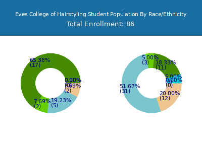 Eves College of Hairstyling 2025 Student Population by Gender and Race chart