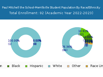 Paul Mitchell the School-Merrillville 2023 Student Population by Gender and Race chart