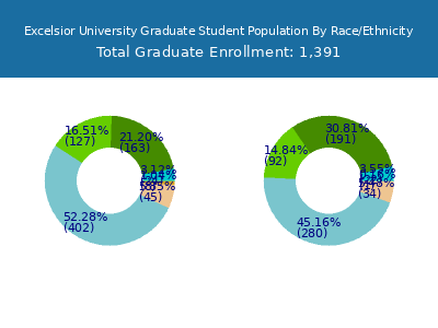 Excelsior University 2025 Graduate Enrollment by Gender and Race chart