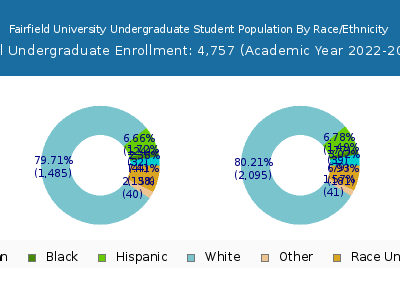 Fairfield University 2023 Undergraduate Enrollment by Gender and Race chart