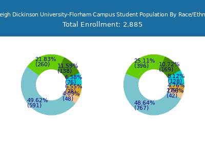 Fairleigh Dickinson University-Florham Campus 2025 Student Population by Gender and Race chart