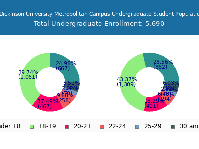 Fairleigh Dickinson University-Metropolitan Campus 2025 Undergraduate Enrollment Age Diversity Pie chart