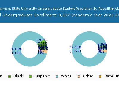 Fairmont State University 2023 Undergraduate Enrollment by Gender and Race chart
