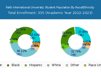 Faith International University 2023 Student Population by Gender and Race chart