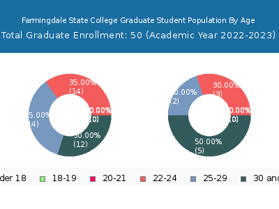 Farmingdale State College 2023 Graduate Enrollment Age Diversity Pie chart