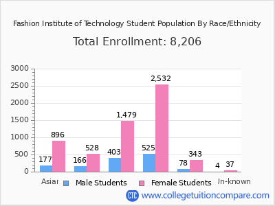 Fashion Institute of Technology 2025 Student Population by Gender and Race chart