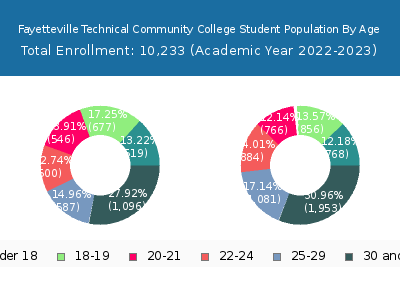 Fayetteville Technical Community College 2023 Student Population Age Diversity Pie chart