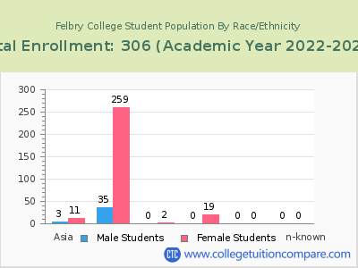 Felbry College 2023 Student Population by Gender and Race chart