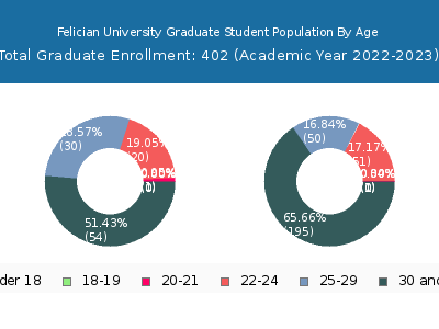 Felician University 2023 Graduate Enrollment Age Diversity Pie chart