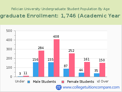 Felician University 2023 Undergraduate Enrollment by Age chart