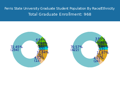 Ferris State University 2025 Graduate Enrollment by Gender and Race chart