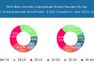 Ferris State University 2023 Undergraduate Enrollment Age Diversity Pie chart