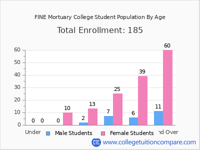 FINE Mortuary College 2024 Student Population by Age chart