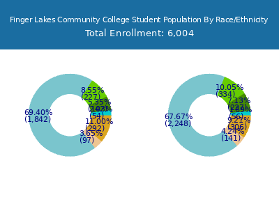 Finger Lakes Community College 2025 Student Population by Gender and Race chart