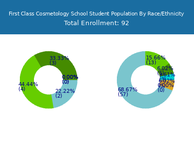 First Class Cosmetology School 2025 Student Population by Gender and Race chart