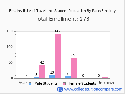 First Institute of Travel, Inc. 2025 Student Population by Gender and Race chart
