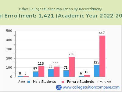 Fisher College 2023 Student Population by Gender and Race chart