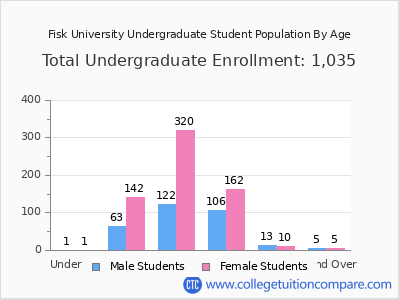 Fisk University 2024 Undergraduate Enrollment by Age chart