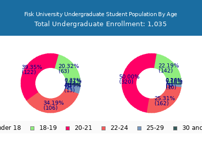Fisk University 2024 Undergraduate Enrollment Age Diversity Pie chart