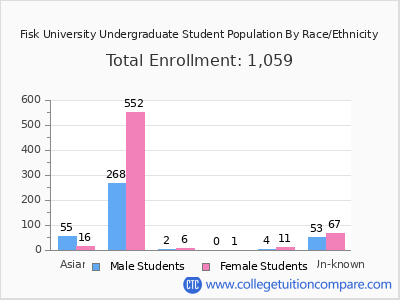 Fisk University 2025 Undergraduate Enrollment by Gender and Race chart