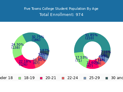 Five Towns College 2025 Student Population Age Diversity Pie chart