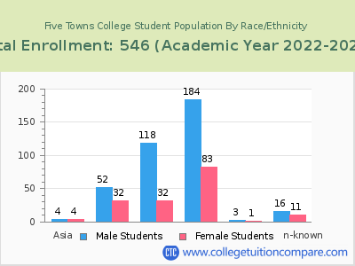 Five Towns College 2023 Student Population by Gender and Race chart