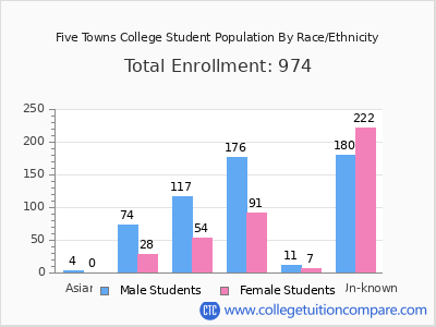 Five Towns College 2025 Student Population by Gender and Race chart
