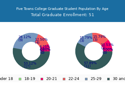 Five Towns College 2025 Graduate Enrollment Age Diversity Pie chart