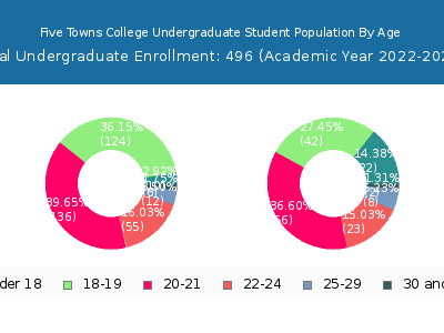 Five Towns College 2023 Undergraduate Enrollment Age Diversity Pie chart