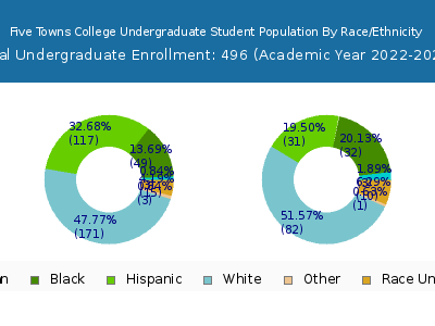 Five Towns College 2023 Undergraduate Enrollment by Gender and Race chart
