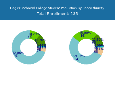 Flagler Technical College 2025 Student Population by Gender and Race chart