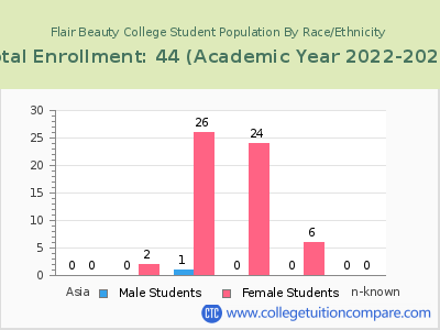 Flair Beauty College 2023 Student Population by Gender and Race chart
