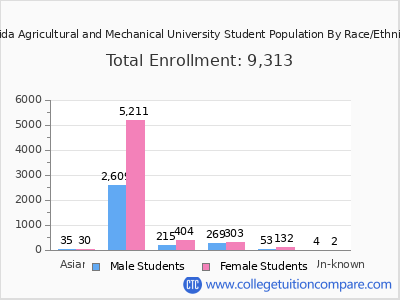 Florida Agricultural and Mechanical University 2025 Student Population by Gender and Race chart