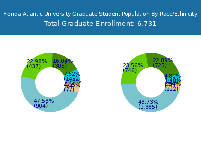 Florida Atlantic University 2025 Graduate Enrollment by Gender and Race chart