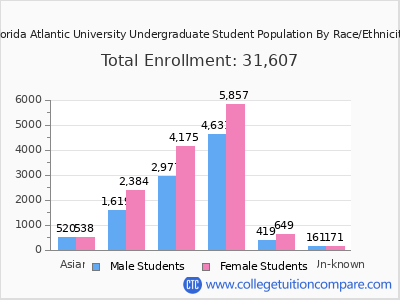 Florida Atlantic University 2025 Undergraduate Enrollment by Gender and Race chart