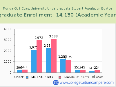 Florida Gulf Coast University 2023 Undergraduate Enrollment by Age chart