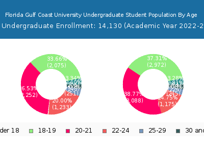 Florida Gulf Coast University 2023 Undergraduate Enrollment Age Diversity Pie chart