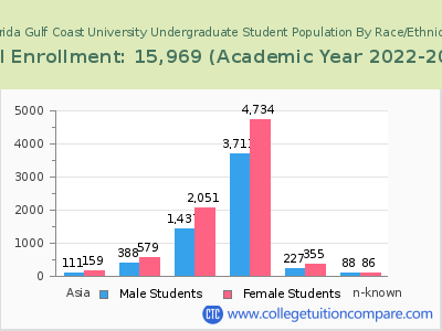 Florida Gulf Coast University 2023 Undergraduate Enrollment by Gender and Race chart