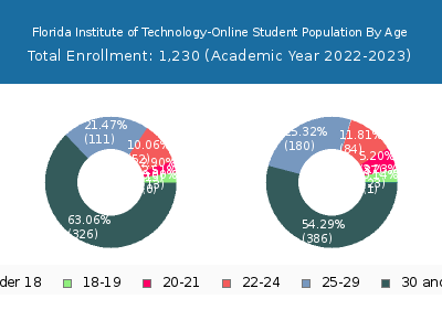 Florida Institute of Technology-Online 2023 Student Population Age Diversity Pie chart