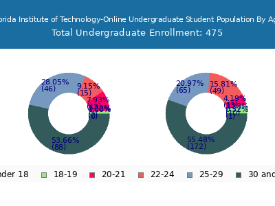 Florida Institute of Technology-Online 2025 Undergraduate Enrollment Age Diversity Pie chart