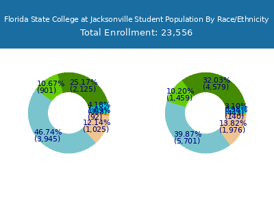 Florida State College at Jacksonville 2025 Student Population by Gender and Race chart