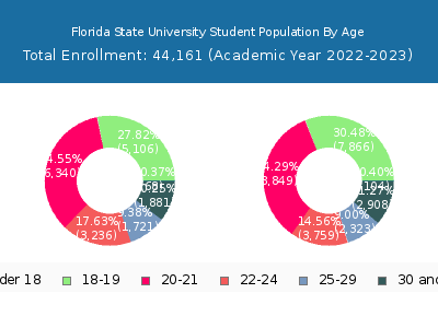 Florida State University 2023 Student Population Age Diversity Pie chart