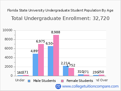 Florida State University 2025 Undergraduate Enrollment by Age chart