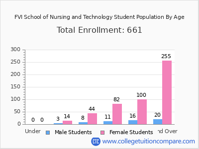 FVI School of Nursing and Technology 2024 Student Population by Age chart