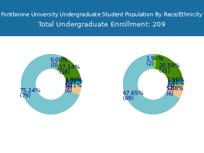 Fontbonne University 2025 Undergraduate Enrollment by Gender and Race chart