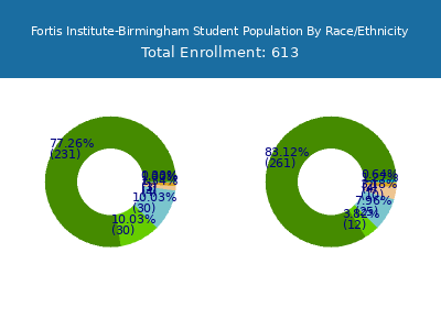 Fortis Institute-Birmingham 2025 Student Population by Gender and Race chart