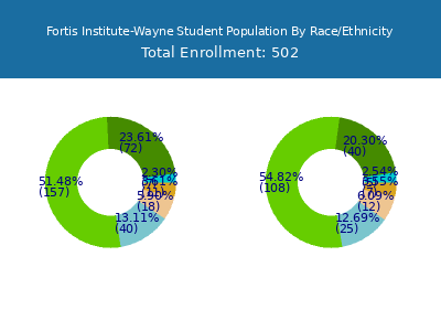 Fortis Institute-Wayne 2025 Student Population by Gender and Race chart