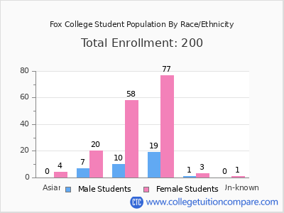 Fox College 2025 Student Population by Gender and Race chart
