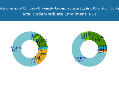 Franciscan Missionaries of Our Lady University 2025 Undergraduate Enrollment by Gender and Race chart